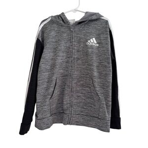 Adidas Gray Hoodie Full Zip Long Sleeve Boys Size 7